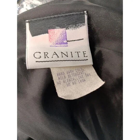 Vtg Granite Women's 8 Black Mirror Sparkle Skirt Knee Length Lined USA Made NWT - Picture 7 of 8